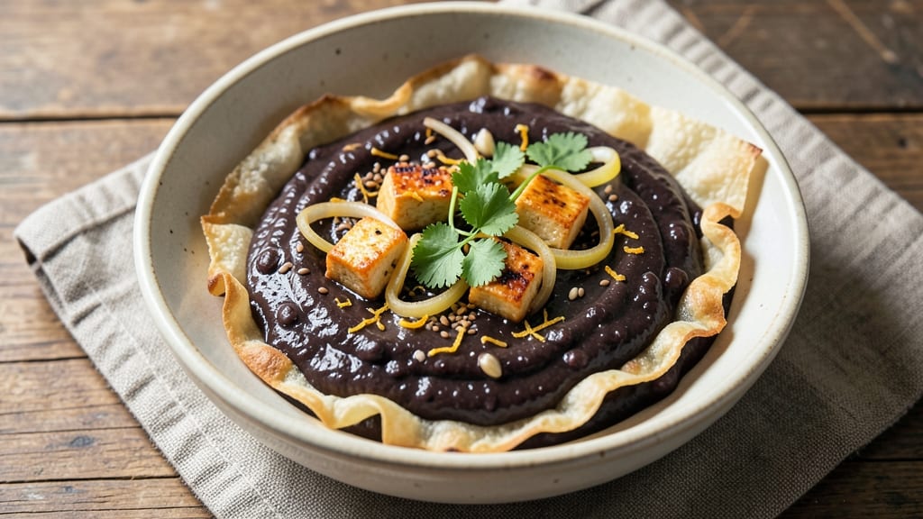 Bean Soup Bags Recipe: Crispy Tortilla Crowns Over Creamy Cumin Lime Beans