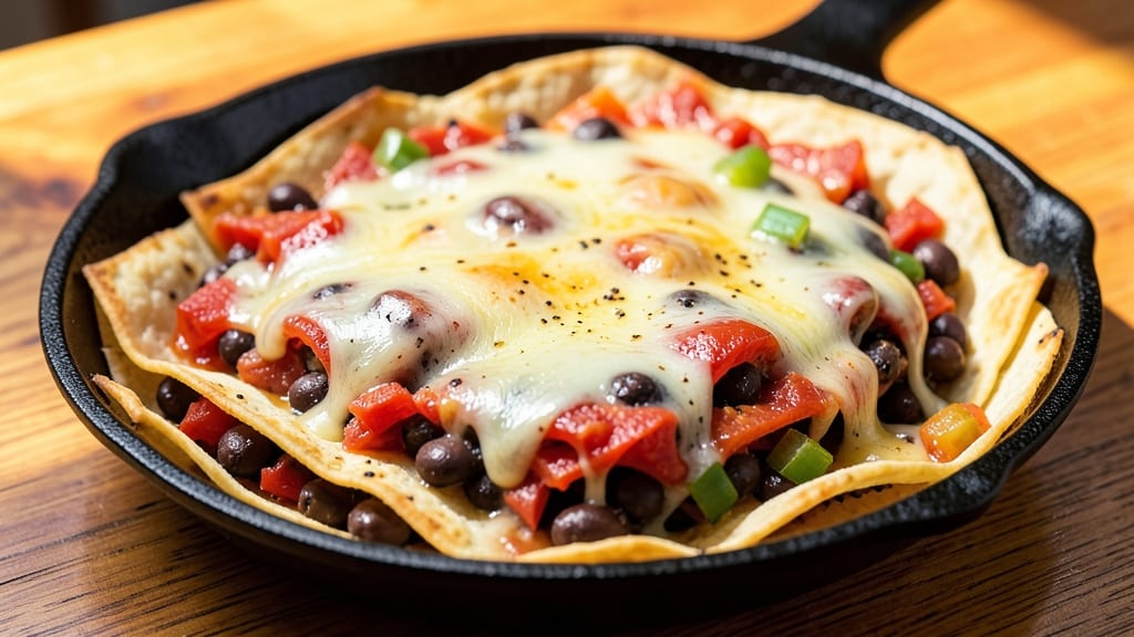 Black Bean Tortilla Pie Recipe: Crispy Crowns Over Melty Cheese Rivers