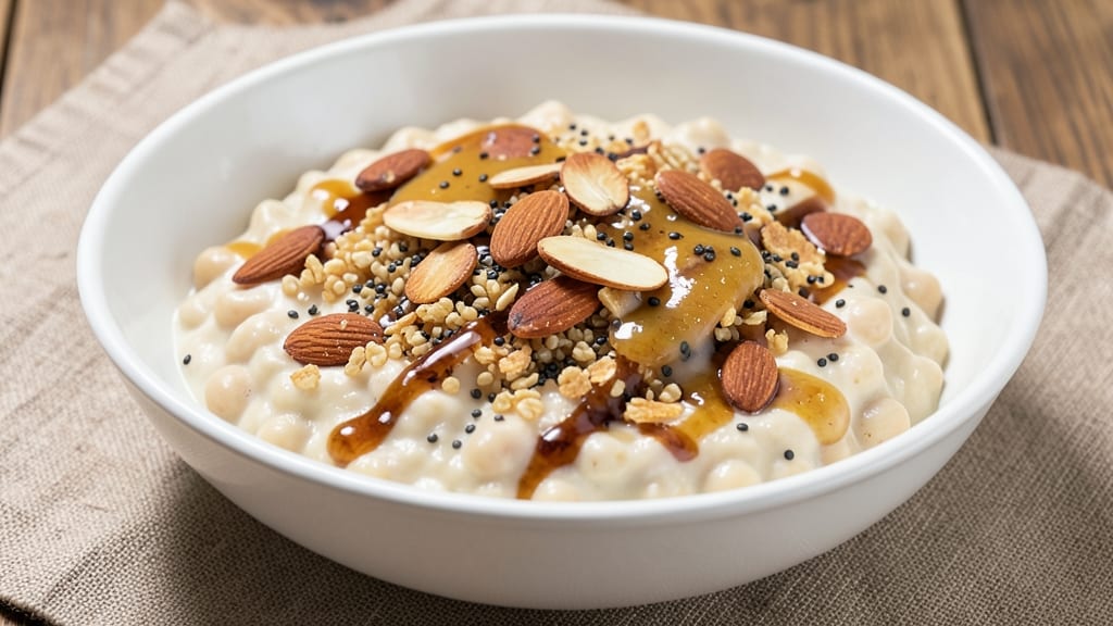 Bean Cereal Recipe: Crunchy Nutty Topping Over Creamy Yogurt Base