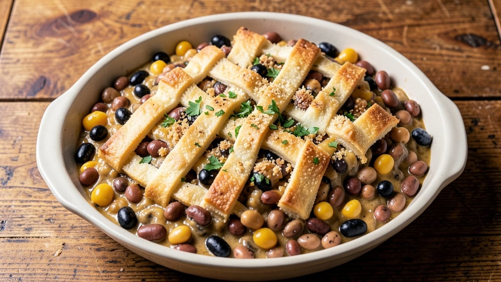 7 Bean Casserole Recipe: Crunchy Tortilla Crowns Over Creamy Cumin Spiced Beans