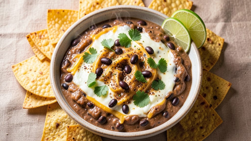 Black Bean Queso Recipe: Crispy Tortilla Crowns Over Velvety Cumin Cheese