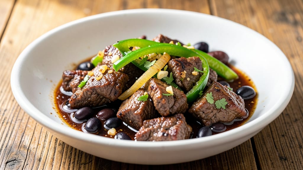 Beef Green Pepper Black Bean Sauce Recipe: Umami Bomb With Crispy Tortilla Topping