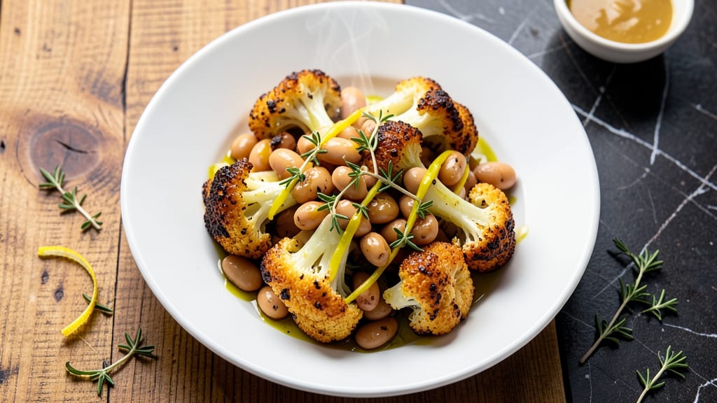 Butter Beans and Cauliflower Recipe: Crispy Roasted Topping Over Creamy Base