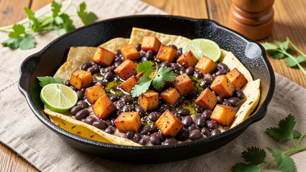 Black Bean Sweet Potato Taco Skillet Recipe: One-Pan Fiesta With Crispy Tortilla Bites
