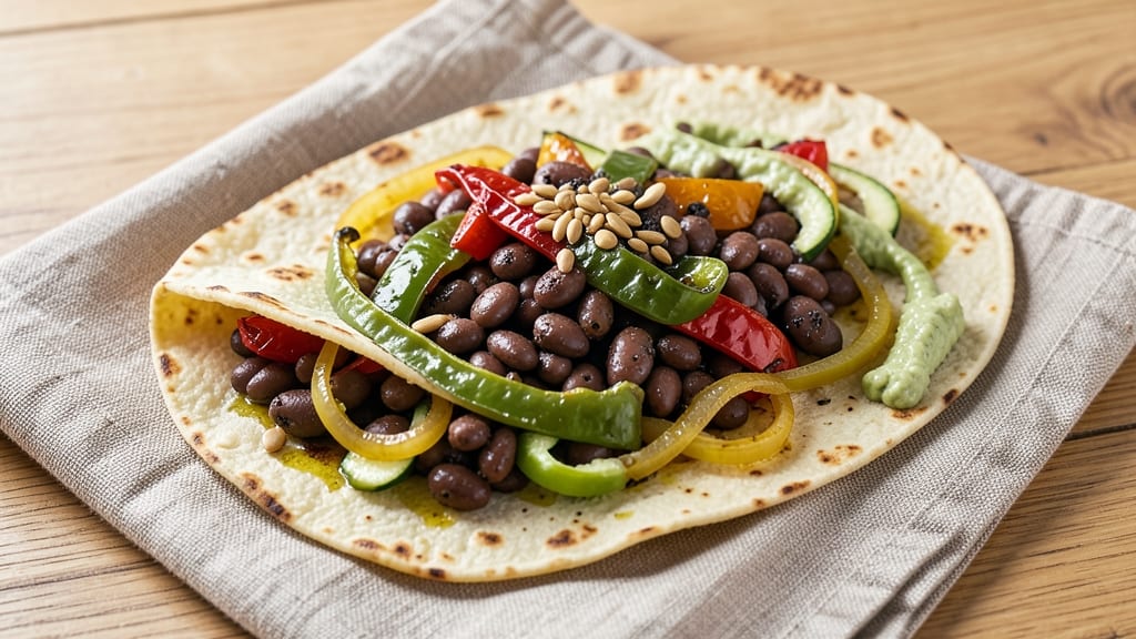 Bean and Vegetable Burrito Recipe: Crispy Tortilla Crunch Over Hearty Filling