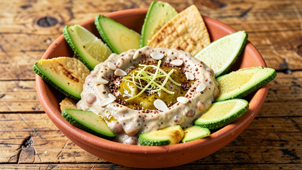 Bean Dip Recipe No Dairy: Crunchy Avocado-Lime Base With Charred Tortilla Topping