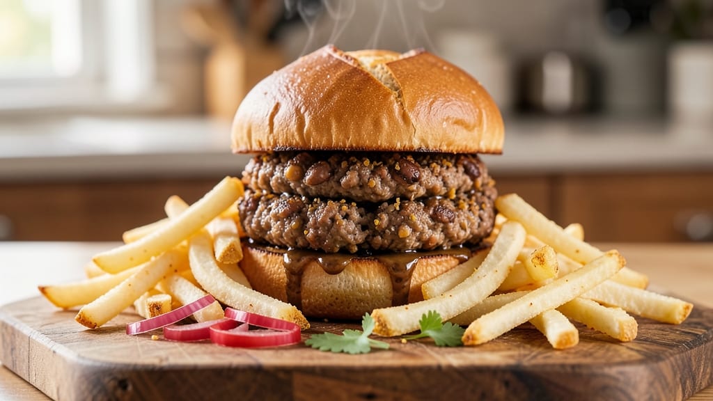 Bean Burger and Flowtato Fries Recipe: Crispy Bites and Golden Fries in One Pan