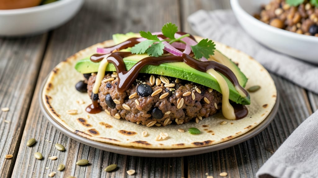 Black Bean and Wild Rice Burger Recipe: Hearty Veggie Patties With Charred Tortilla Crunch