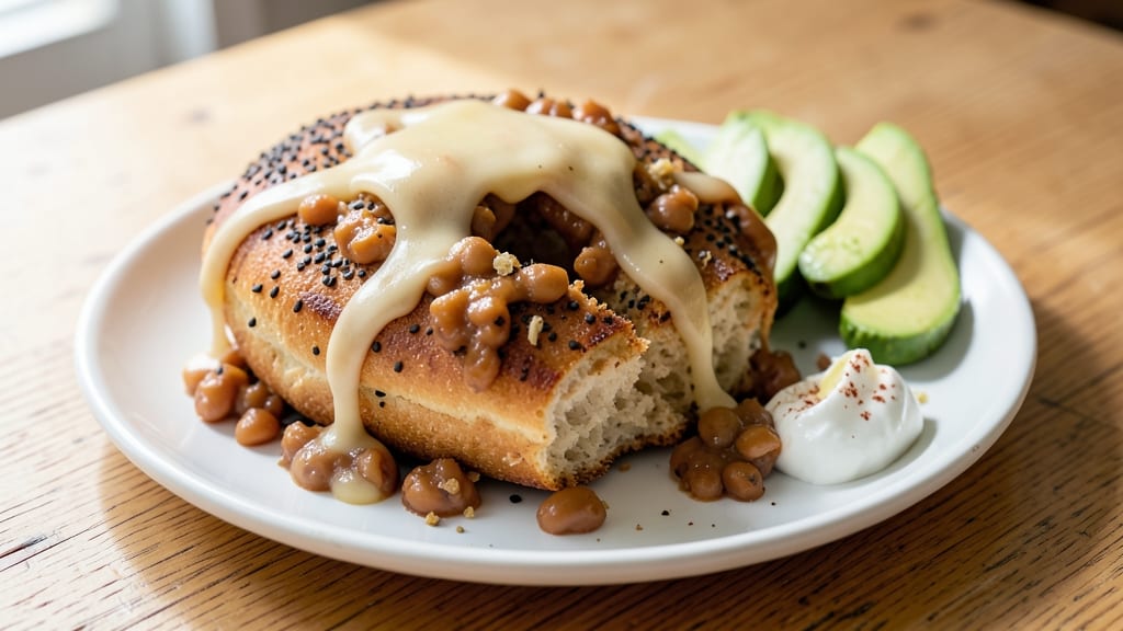 Bean Bagel Recipe: Crispy Toasted Edges with Creamy Refried Bean Filling