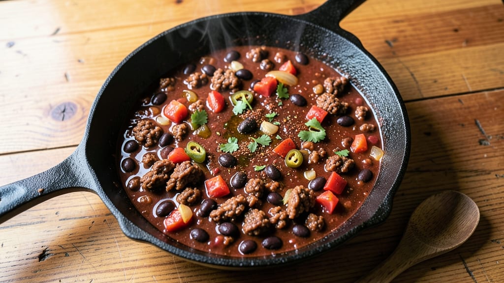 Black Bean Turkey Chili Slow Cooker Recipe: Smoky Cumin and Charred Tortilla Crowns Over Hearty Base