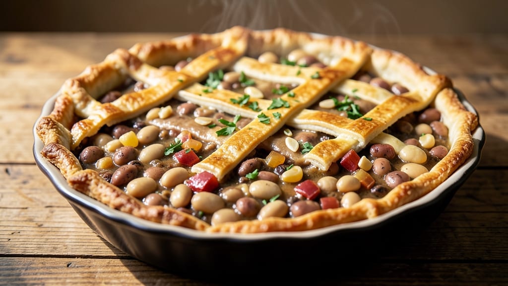 Bean Pot Pie Recipe: Flaky Crust Over Smoky Cumin Bean Filling