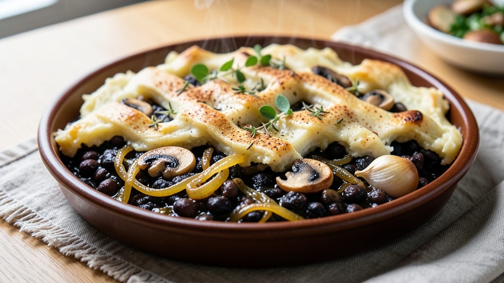 Black Bean Shepherd's Pie Recipe: Crispy Mashed Potato Topping Over Smoky Filling