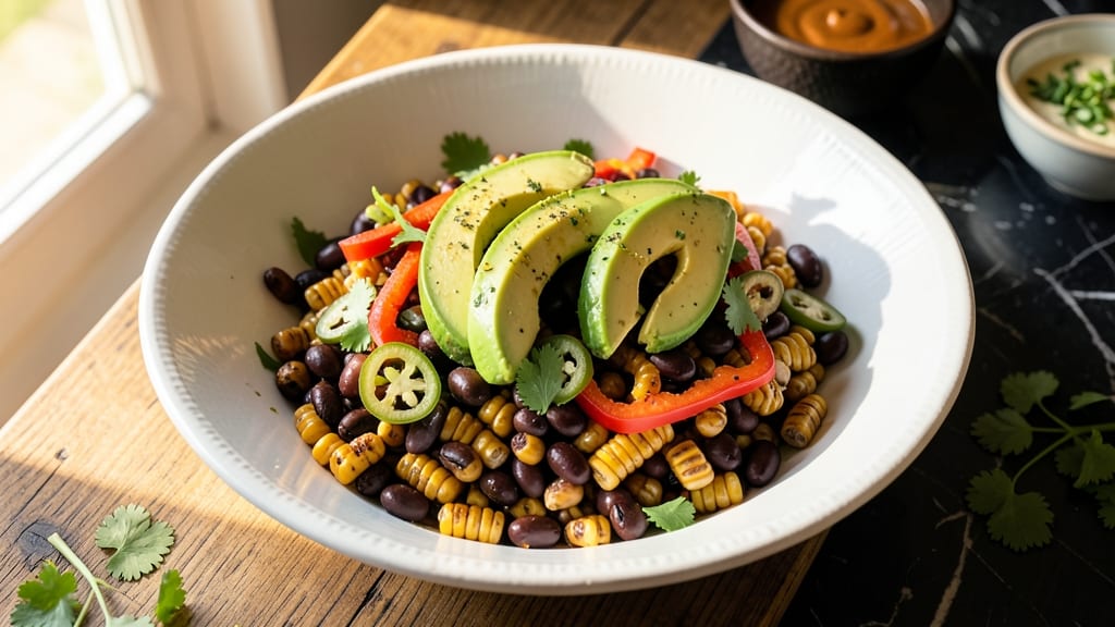 Black Bean Corn Salsa Salad Recipe: Crunchy Tortilla Crowns Over Zesty Lime-Bean Base