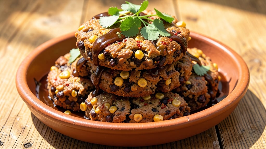 Black Bean and Corn Cakes Recipe: Crispy Tortilla Crowns Over Spiced Bean Filling