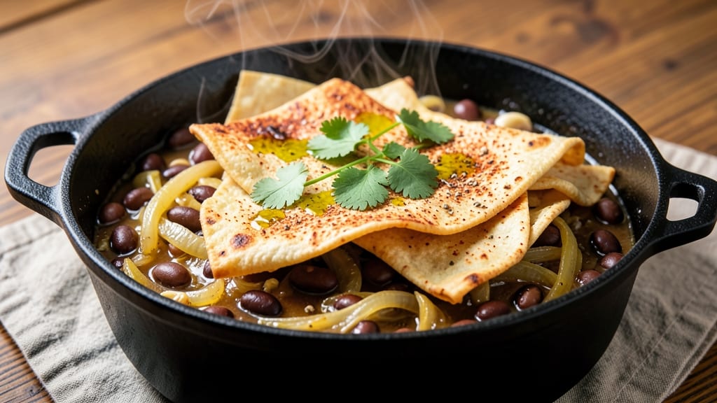 Big Bean Pot Recipe: Crunchy Tortilla Crowns Over Smoky Cumin Base