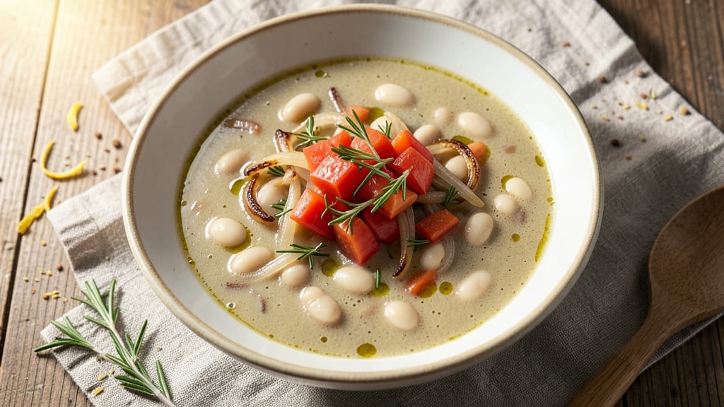 Alessi Tuscan White Bean Soup Recipe: Rosemary-Kissed Creaminess With Crispy Pancetta Bites