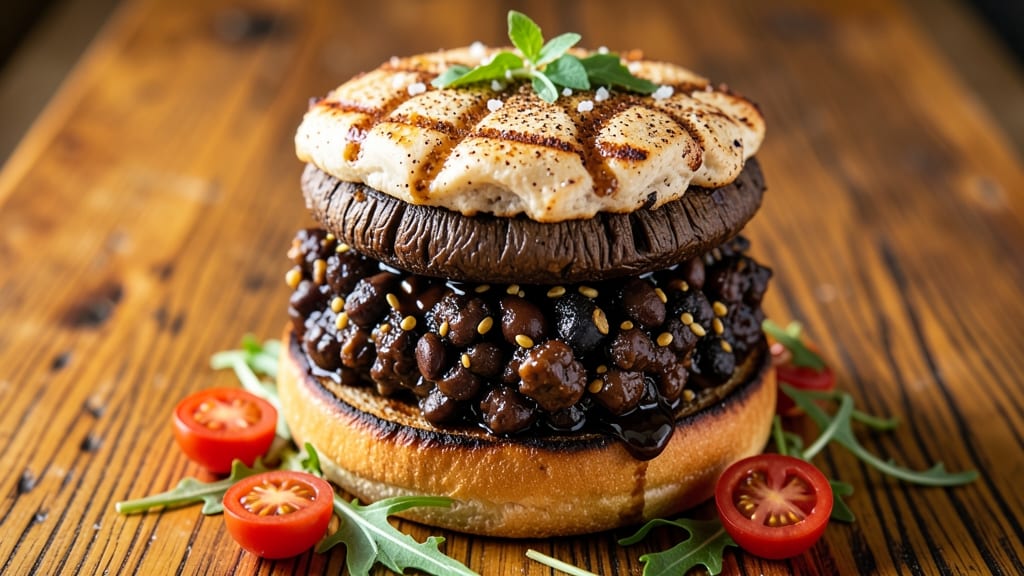 Black Bean Portobello Mushroom Burgers Recipe: Smoky Charred Layers With Umami-Rich Filling