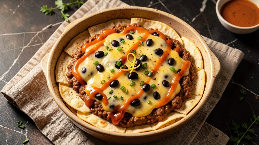 Bean Enchilada Casserole Recipe: Crispy Tortilla Layers Over Melty Cheese