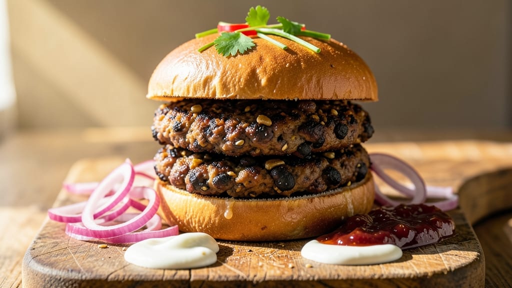 Black Bean Indian Burgers Recipe: Spiced Lentil Patties With Charred Tortilla Crunch