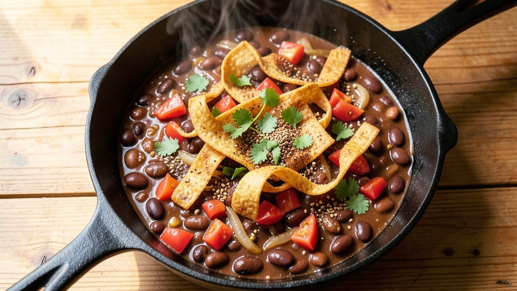 Best Bean Chili Recipe Ever: Deep-Smoky, Meatless Heartiness With Crispy Topping