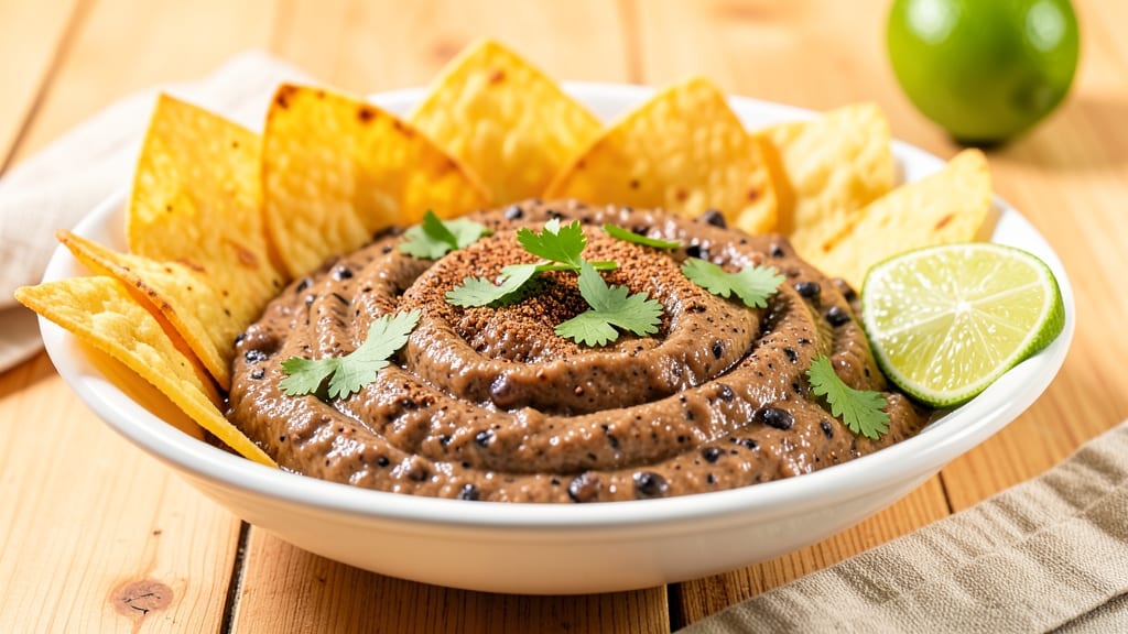 Bush's Black Bean Dip Recipe: Crunchy Tortilla Crowns Over Smoky Cumin Base