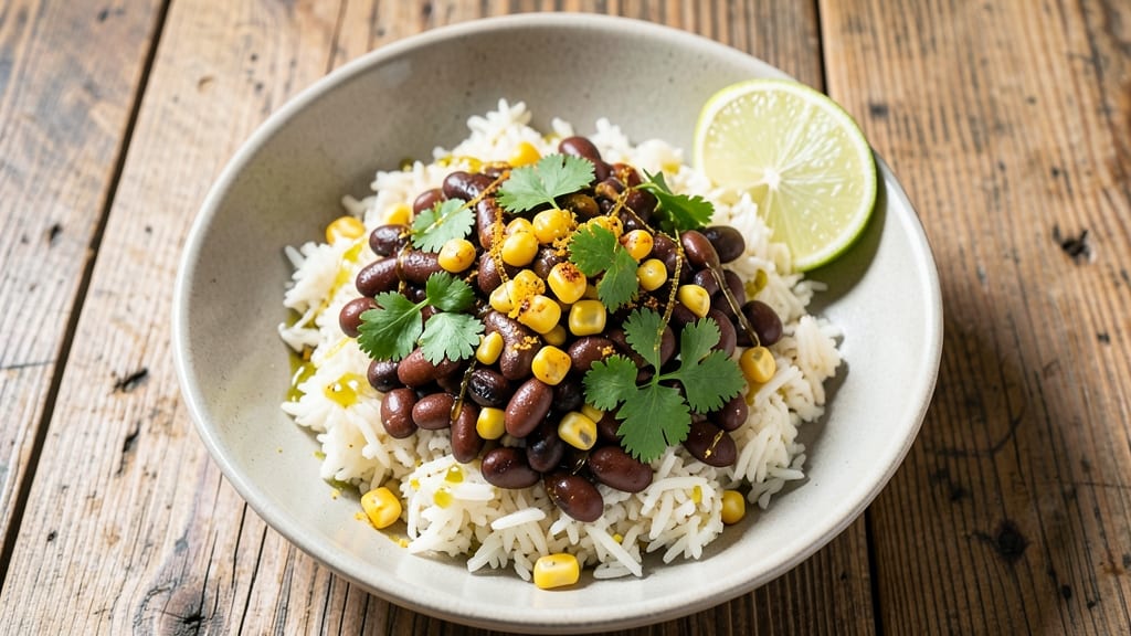 Black Bean and Rice Salad Recipe: Lime-Cilantro Zing With Crunchy Corn Topping