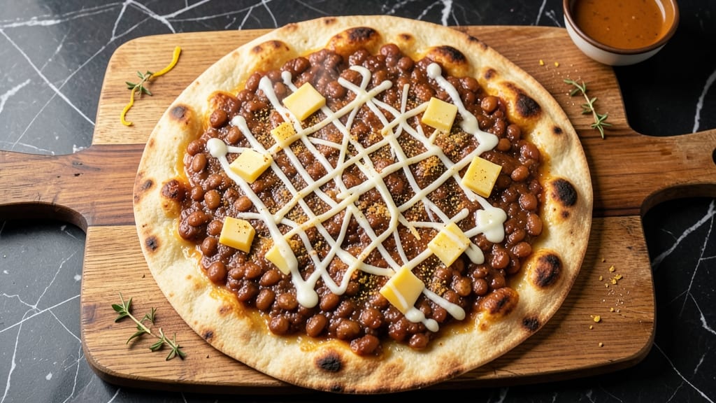 Baked Bean Pizza Recipe: Crispy Tortilla Crowns Over Smoky Cumin Cheese