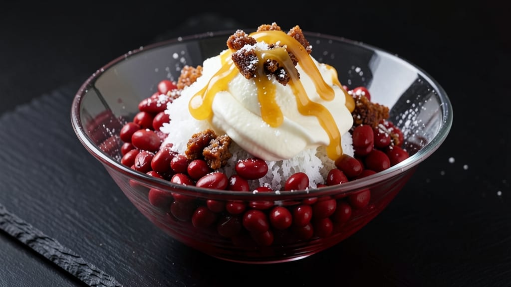 Azuki Bean Shaved Ice Recipe: Sweet Red Bean Swirl With Creamy Cheese Foam