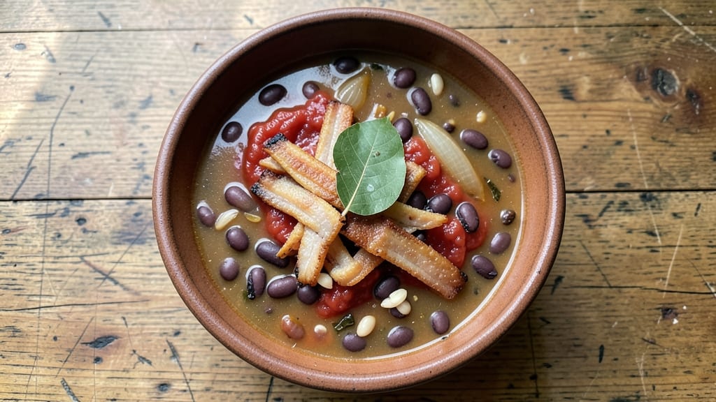 Bean Soup With Salt Pork Recipe: Smoky Bacon-Braised Beans in Rich Tomato Broth