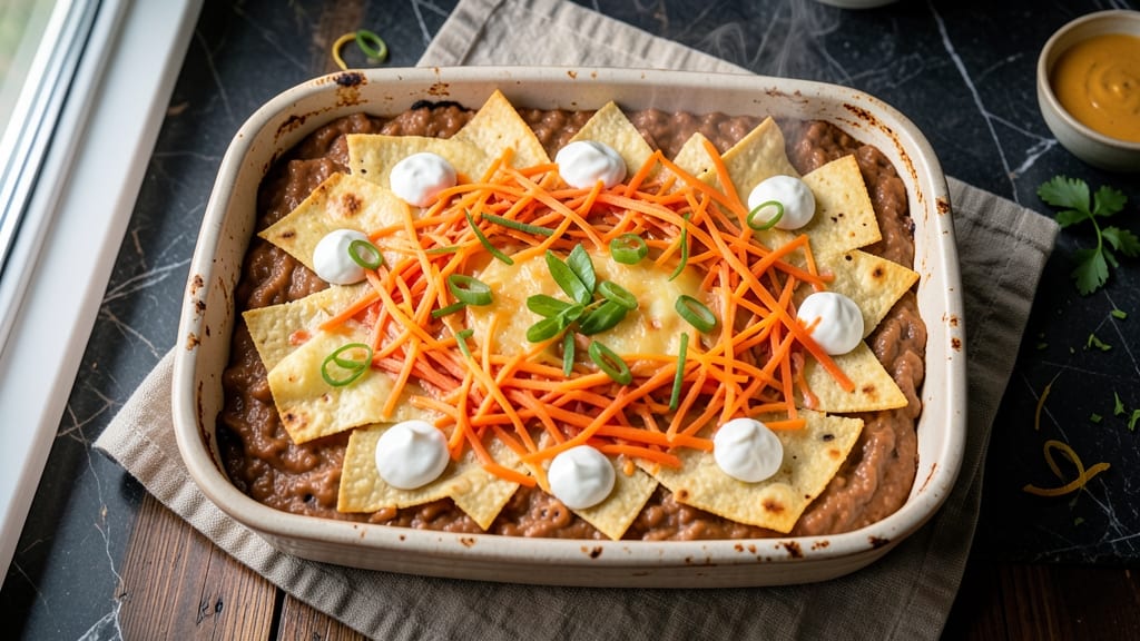 Bean Dip Casserole Recipe: Cheesy Tortilla-Layered Warmth