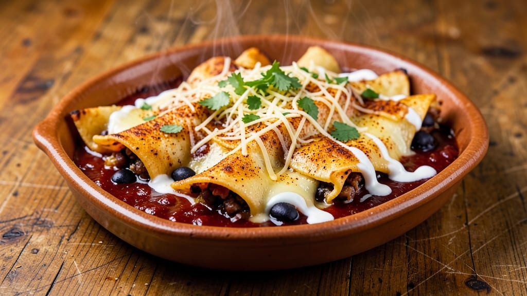 Amy's Black Bean Enchilada Recipe: Smoky Cumin Tortilla Crunch Over Melty Cheese