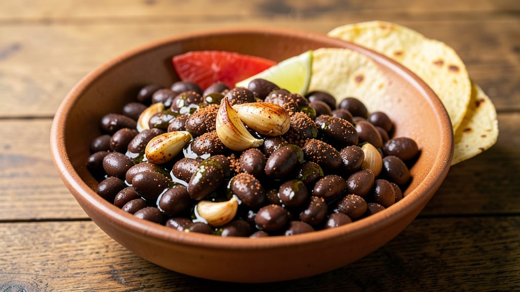 Whole Bean Recipe: Crispy Tortilla Crowns Over Smoky Garlic Base