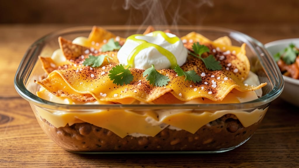 8 Layer Bean Dip Recipe: Crunchy Tortilla Crowns Over Creamy Cumin-Lime Layers
