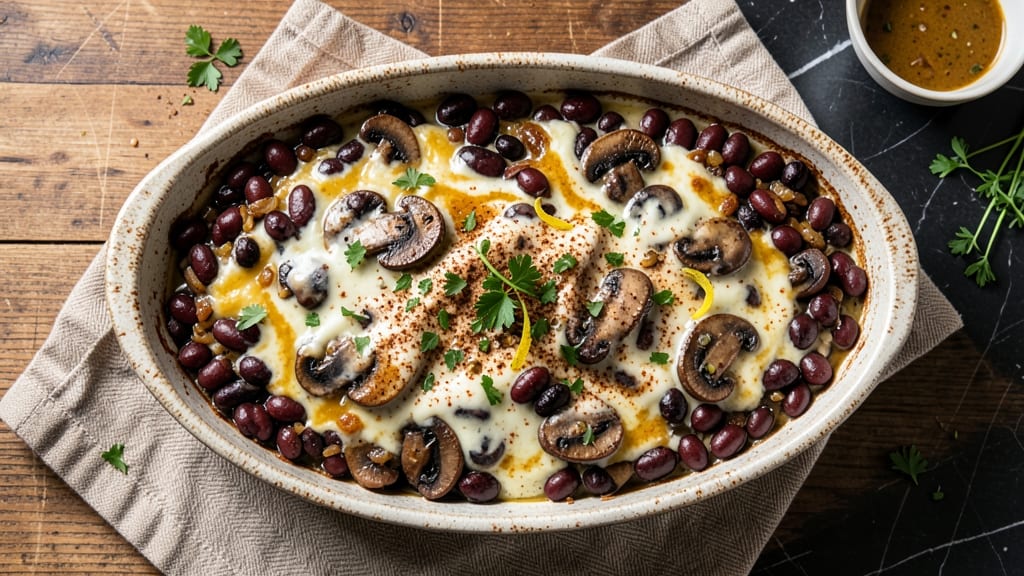 Bean Mushroom Casserole Recipe: Crispy Tortilla Crowns Over Earthy Mushroom Melt