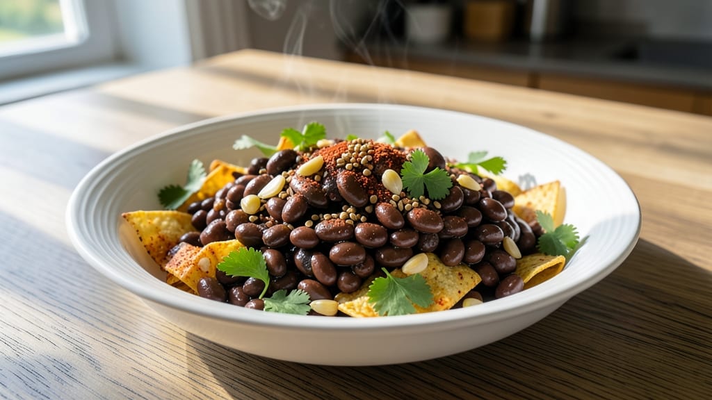 Best Black Bean Recipe Using Canned Beans: Crispy Tortilla Crowns Over Smoky Cumin Spice