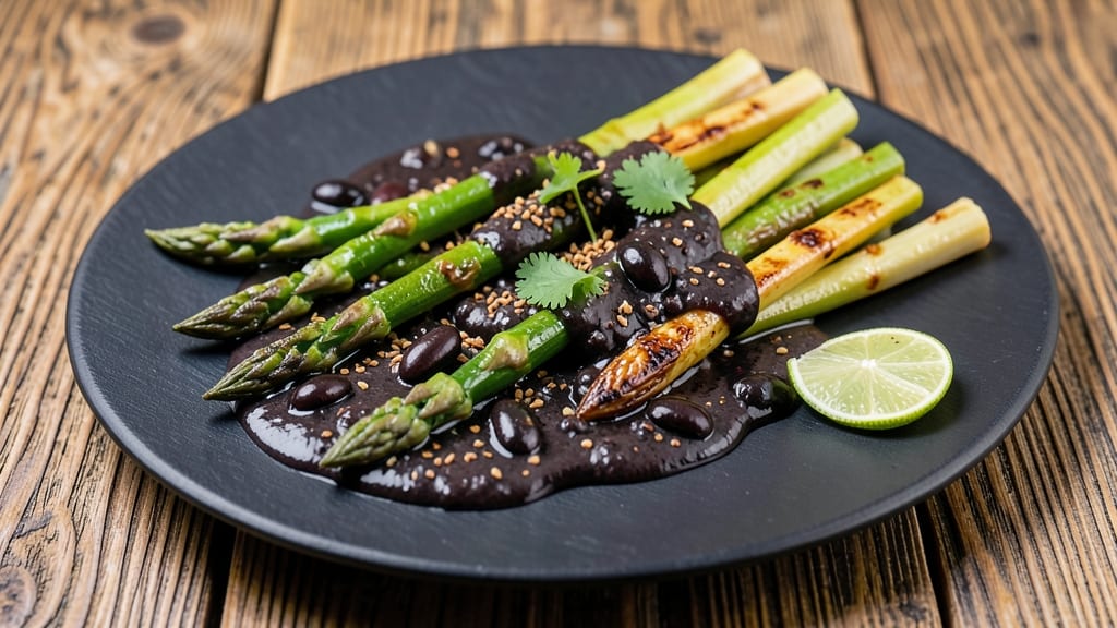 Asparagus With Black Bean Sauce Recipe: Charred Green Stalks in Smoky Cumin-Lime Glaze