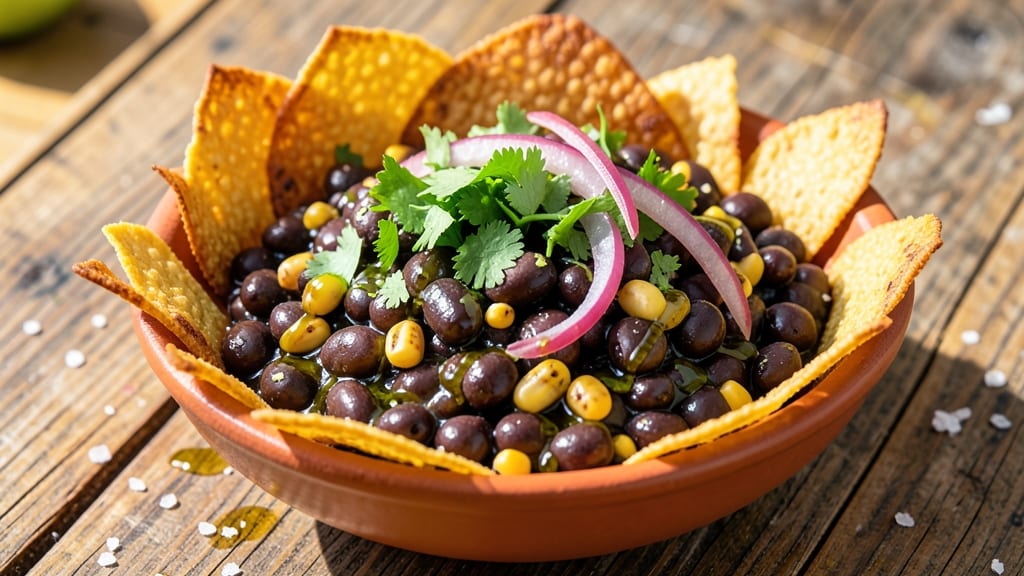 Baja Fresh Black Bean Salsa Recipe: Crunchy Tortilla Crowns with Zesty Lime Kick