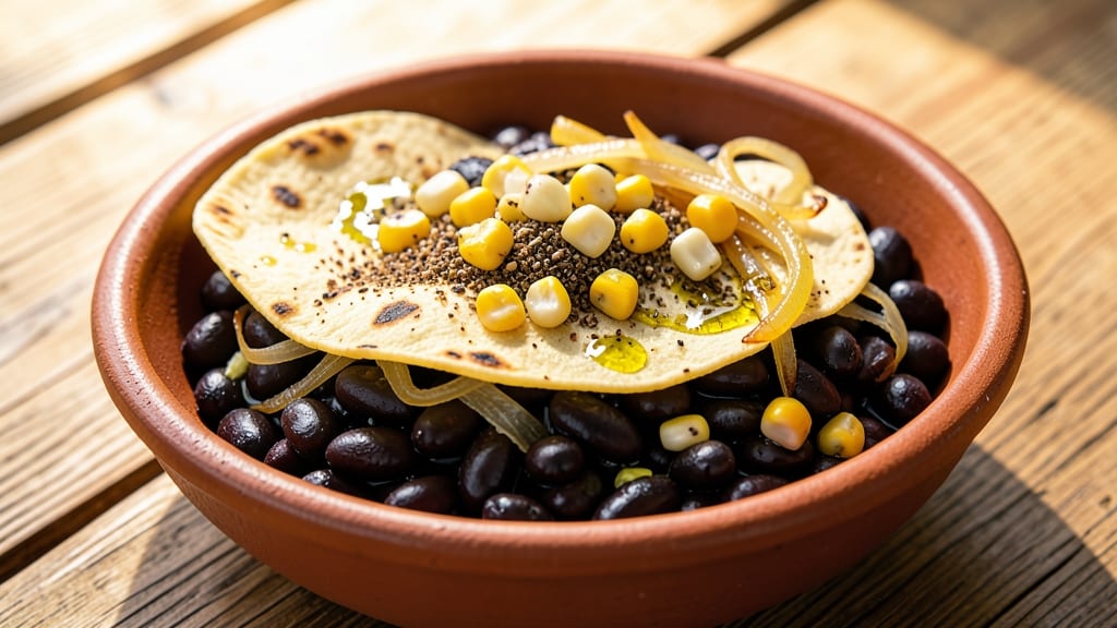 Black Bean Fiesta Recipe: Crispy Tortilla Crowns Over Zesty Lime-Cumin Base