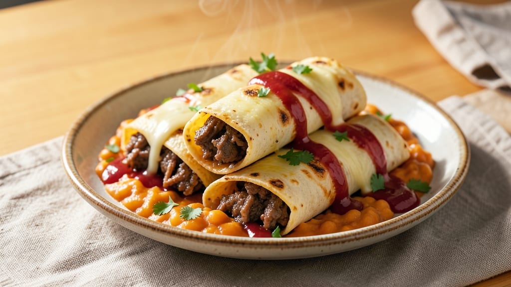 Beef And Refried Bean Enchilada Recipe: Deep-Smoked Cheese Burst With Every Bite