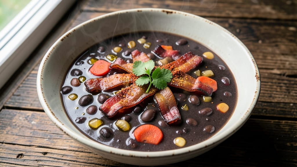 Black Bean and Bacon Soup Recipe: Smoky Bacon Crisp and Hearty Bean Depth