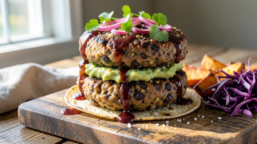 Black Bean and Chickpea Burger Recipe: Crispy Tortilla-Crusted, Umami-Packed Bites