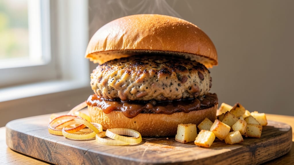 Baked Bean and Burger Recipe: Smoky Tortilla-Crusted Stacks With Melty Cheese Rivers