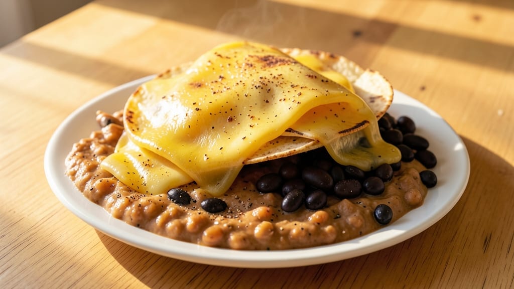 Bean and Cheese Breakfast Tacos Recipe: Crispy Tortilla Bites with Melty Cheese Rivers