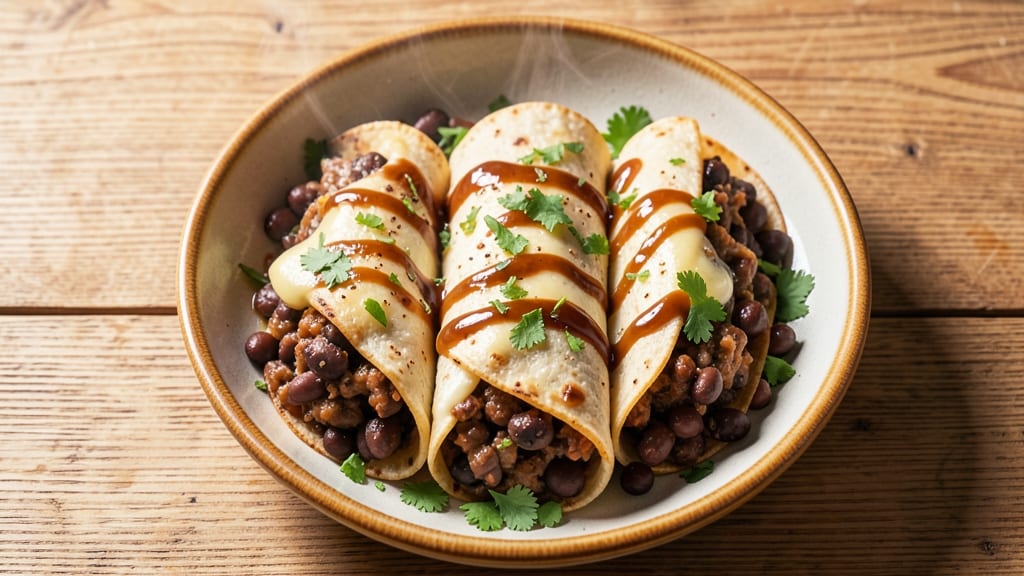 Black Bean and Cheese Enchiladas Recipe: Cumin-Spiced Tortilla Hugs with Melty Cheese Rivers