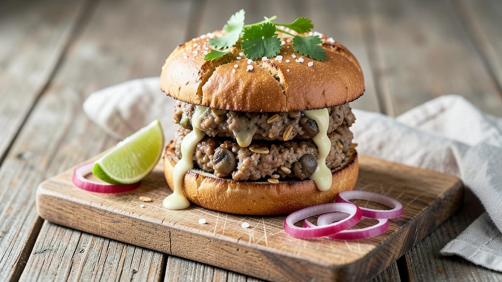 Basic Bean Burgers Recipe: Crunchy Tortilla Crowns With Mushroom-Lime Filling